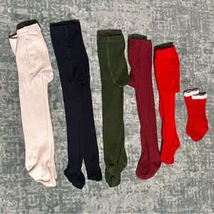 Bundle of Baby Girl Cable Knit Tights & More | Size 12-24 months